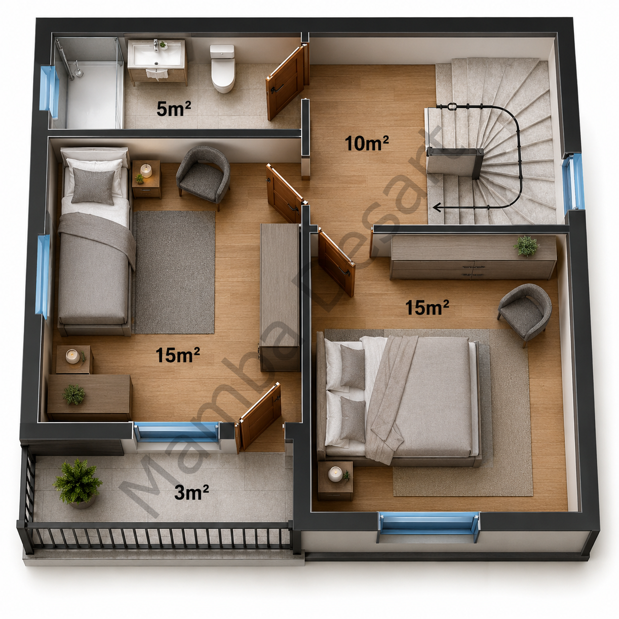İki Katlı Dubleks Prefabrik Ev 100 m2
